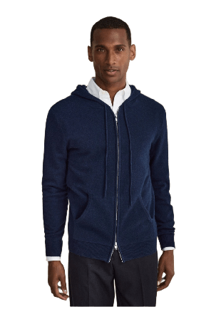 John Henric Cashmere Hoodie Eddie Tröjor Herr Blå S