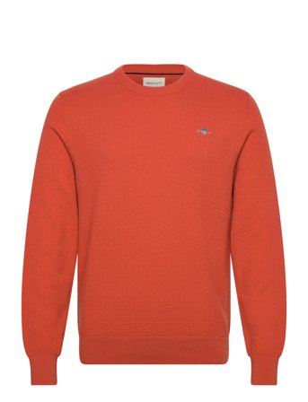 GANT Textured Cotton C-Neck - Orange - XXXL