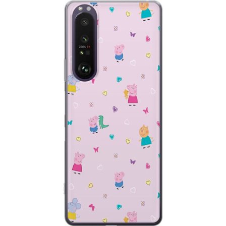 Yhteensopiva Puhelinkuori Sony Xperia 1 III Äiti Porsas vauvan rakastava Peppa Pig -kuvitus pehmeissä väreissä lapsiaiheisiin