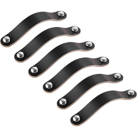 8 stk. sorte læderhåndtag 96mm læderskabstræk, skuffe