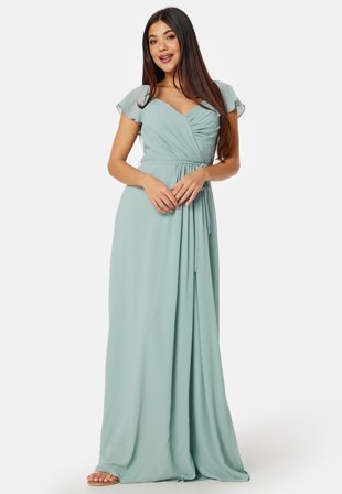 Bubbleroom Occasion Butterfly Sleeve Draped Chiffon Gown Tøj