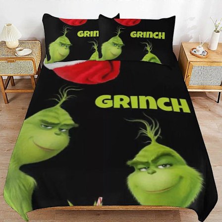 q31 The Grinch Sikker Lynlås Adgang Blødt Lag Sengetøj Stof Høj Komfort Dynebetræk Sæt Alle Sæsoner Brug d31