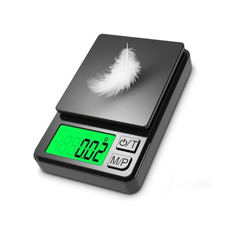 Lommervægt 500g x 0,01g, Mini Præcisions Smykke- & Pulvervægt, Bærbar Gramvægt med Bakke, Grøn Baggrundsbelysning