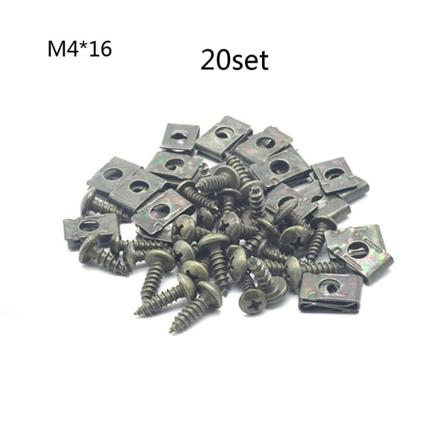 Motordeksel Underbrett Bue Torx Clips Festemidler Hodeboring for skjermskruer for Ebike Moped Scooter ATV M4/M5 U-Type