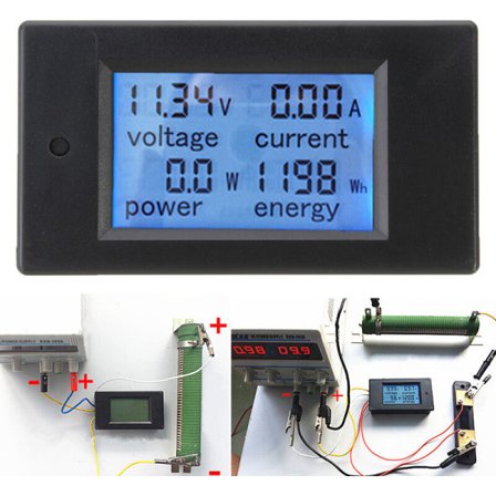 DC 100A Amperemeter Tester Digital LED Strømmåler Monitor Power Energi Voltmeter