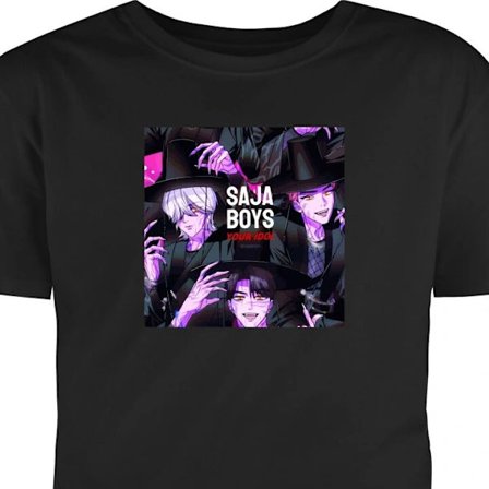 Barn T-shirt | Bekväm Barn T-shirt Kpop Demon Hunters Saja Boys Dark Idol Aura Purple Demon Energy svart 7-8 År svart 7-8 År black