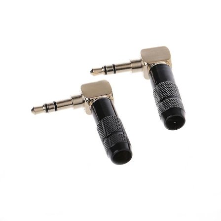 2 st 90 graders kontakt 3,5 mm hörlursplugg rät vinkel 3-polig stereo O-adapter