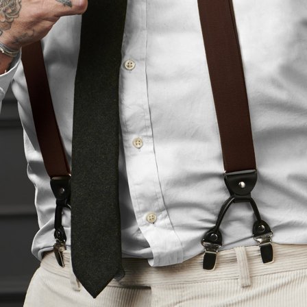 Brede Mørkebrune Bukseseler med Klyper for menn - Bukseseler med klyper