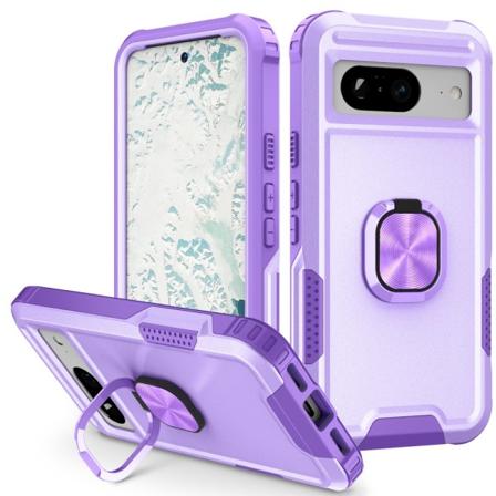 SKALO Google Pixel 8 Armor Hybridi metallirengas kuori - Violett Purple