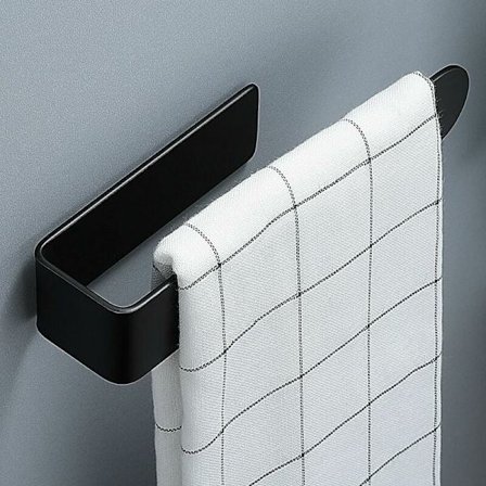 Håndkleholder for bad 38 cm, selvklebende håndkleholder kjøkkenhåndkleholder Sus304 svart KLB