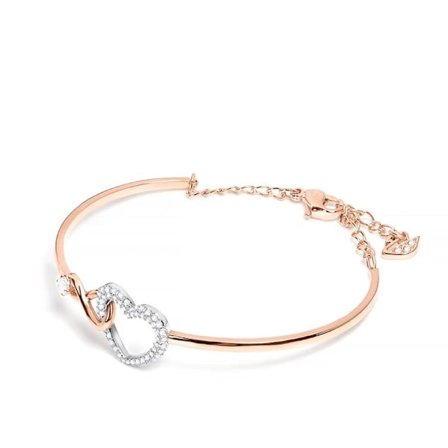 Infinity Heart Smyckeskollektion, Halsband och Armband, Roséguld Rhodiumton Finish, Klara Kristaller