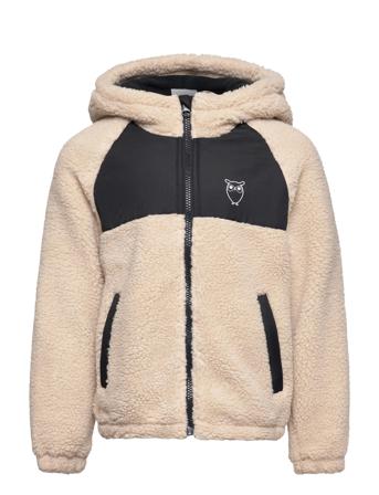 Teddy Zip Jacket W. Hood - Grs/Vega Outerwear Fleece Outerwear Fleece Jackets Beige Knowledge Cotton Apparel