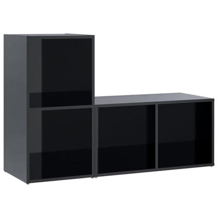 Vidaxl Tv-skåp 2 St Svart Högglans 72x35x36,5 Cm Konstruerat Trä Svart