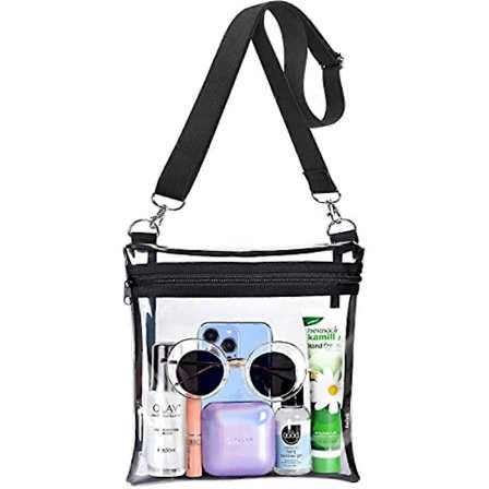 Gjennomsiktig Veske Stadion Godkjent - Transparent Crossbody Vesker for Kvinner og Menn - Gjennomsiktig PVC Messenger Håndveske for Konserter, 