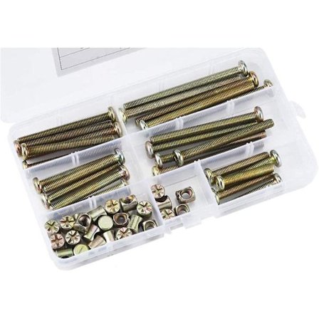 50 stk. sekskantede bolte med cylindriske møtrikker, bolte med cylindriske møtrikker assorteret sæt, til møbler, vugger, stole