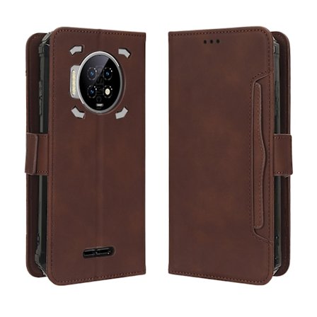 Oukitel Wp19 -kotelo, säädettävä irrotettava korttitasku, magneettinen sulkeminen, nahkainen lompakko-kotelo, ruskea