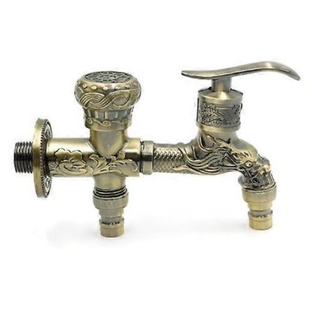 Vintage Dragekran, Antikk Drageform Kran Messing Kranhåndtak Veggmontert Utendørs Hagekran Varmt Kaldt Vannkran for Vaskerom Bad