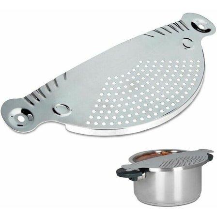 Klipp-på rostfritt stål stekpanna sil köksredskap sil Hxl: 32,5 x 13 cm metall, silver