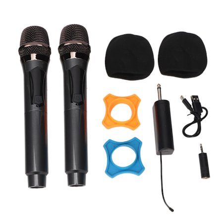 Trådlös mikrofon 1 för 2 Dual Portable Handheld Dynamic Karaoke Mic System med laddningsbar mottagare för festmöte