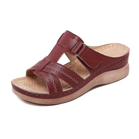Sommar kvinnor Premium ortopediska sandaler med öppen tå Dark Red 39