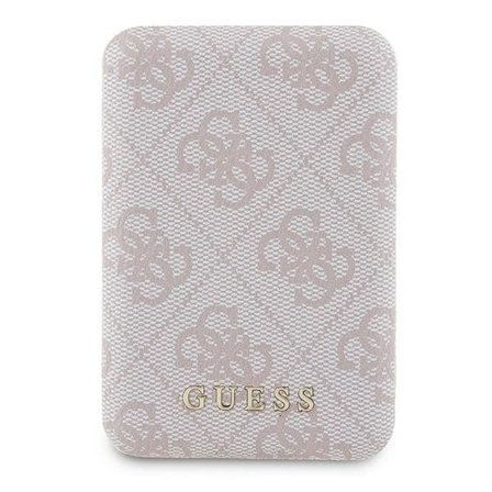 Guess Tehopankki induktiivinen 15W 5000mAh vaaleanpunainen MagSafe Nahka Metalli Logo