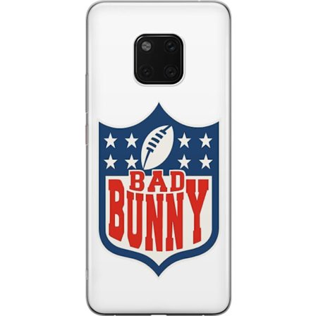 Kompatibelt Mobildeksel til Huawei Mate 20 Pro Bad Bunny rød grafisk plakat med portrett og typografi i latinamerikansk popdesign