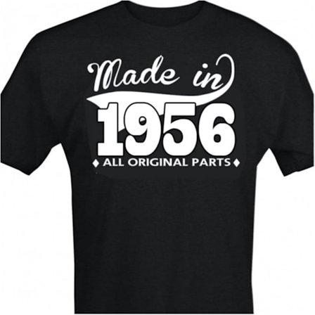 Svart T-shirt med design - Made in 1956 - All original parts