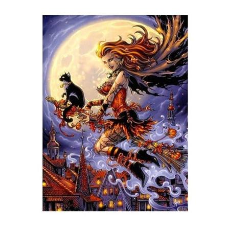 Diamond Painting Fyrkantiga Pärlor 50x70 Cm 5d Diy Halloween Häx Multifärg