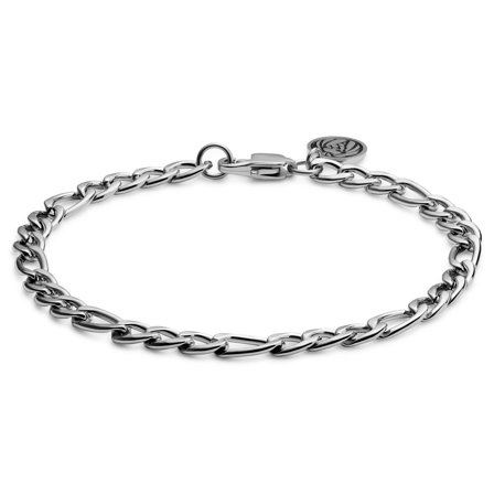 Essentials | 6 mm Silver-tone Figaro Chain Bracelet for Men - Steel bracelets