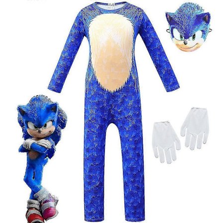 Sonic Cosplay Barn Jumpsuit Fancy Dress Set Kostym-Perfekt