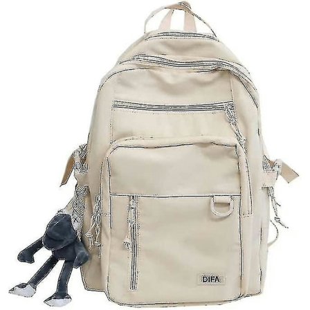 Dobbeltlags vandtæt multi-lomme skole rygsæk unisex college skoletaske, holdbar stor kapacitet rejse laptop rygsæk med frø dukke-9