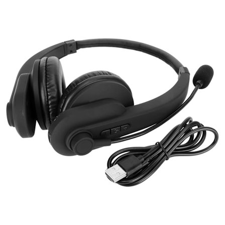 Trådløst headset Bluetooth 5.2 støyreduksjon komfortabelt telefonheadset med roterbar mikrofon for kontor svart