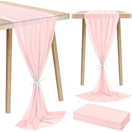 2-pack rouge rosa chiffong bordslöpare 28x120 tum romantisk bröllopsbordspresent
