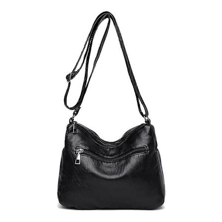 Moteveske for kvinner, Messenger-veske for kvinner, skulderveske for kvinner, veske for middelaldrende kvinner, mammaveske - svart