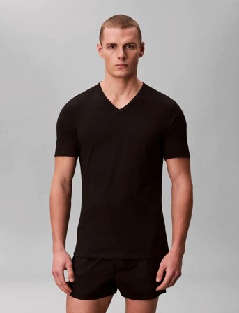 Calvin Klein S/S V Neck 3Pk - Black - S