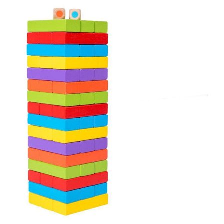 48 Träbyggklossar - Flerfärgat Twinkle Tower Stapelbart Brädspel En Pedagogisk Klassiker för Hela Familjen (Slumpmässiga Färger)
