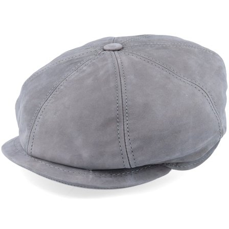 MJM Hats - Grijs flatcap Cap - Artist Blue Line Nappa Wax Grey Flat Cap @ Hatstore