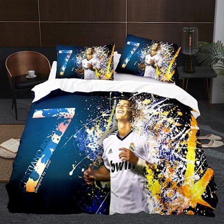 CR7 3D digitaltrykk tredelt sengetøysett - dynetrekk, sengetrekk og putevar