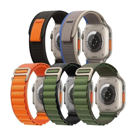 5-pakning bånd for Watch Ultra Band 49mm 45mm 44mm 42mm, Trail Loop Nylon Sport Band for serie s