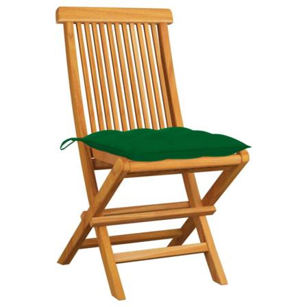 Vidaxl Trädgårdsstolar Med Gröna Dynor 2 St Massiv Teak Grön