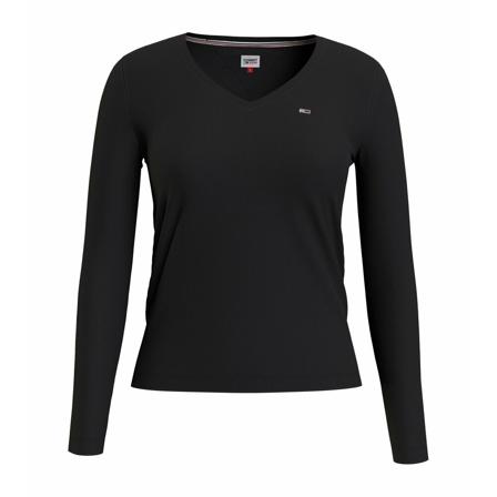 Tommy Jeans, Long Sleeve Tops Zwart, Dames, Maat:M,Katoen