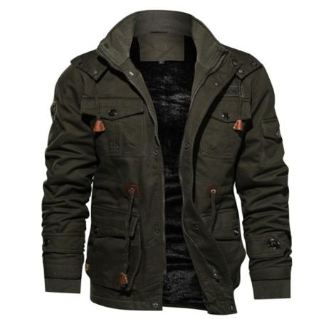 Lettvekts bomulls militærjakke for menn - Casual med lommer - Grønn 2XL
