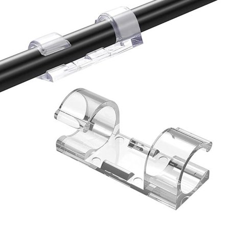 20 stk. kabelstyringsklips (gennemsigtig farve), selvklæbende strips til organisering af kabler og ledninger i dit hjem eller på kontoret