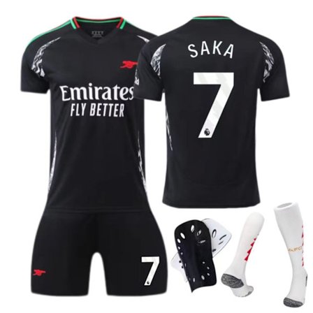 2425 Arsenal bortaställ nr 7 Saka fotbollströja sportkläder-nr 7 + strumpor + benskydd