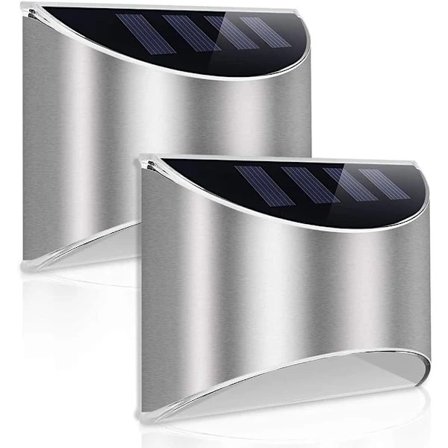 2-pakning solcellelamper for gjerde, vanntette LED-vegglamper for hage og gårdsplass -FA-