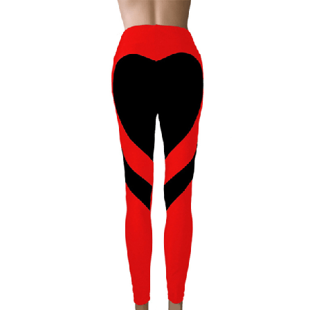 Kvinnor Color Block Byxor Love Heart Print Leggings