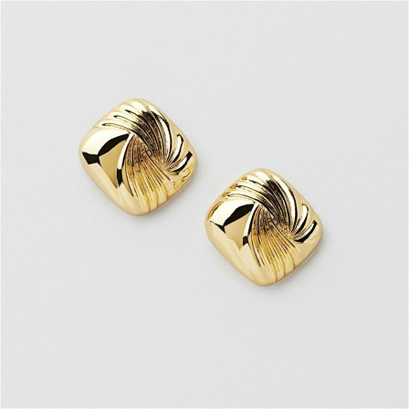 Vintage Square Studs - 18K GULDPLÄTERAD MÄSSING - Safira