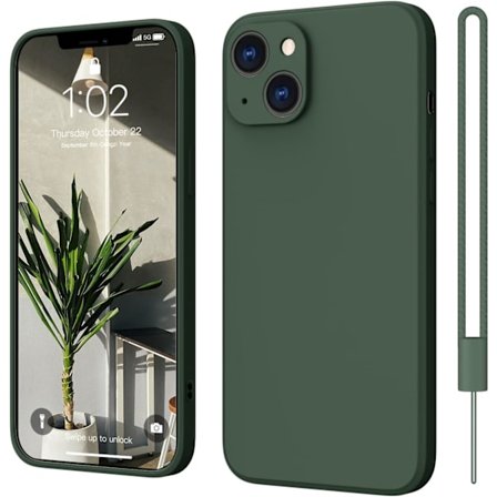 iPhone 13 Silikone Cover, Hany Case, Ultratyndt Slim med Mikrofiber, Ridsefast Allround Beskyttelsescover til iPhone 13 6.1 Tommer Mørkegrøn