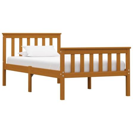 Vidaxl Sängram Med 2 Lådor Honungsbrun Massiv Furu 100x200 Cm Brun