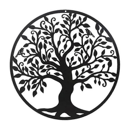 Livets Træ Med Fugle Metal Vægdekoration 28 cm Hængende Ornament Til Altan